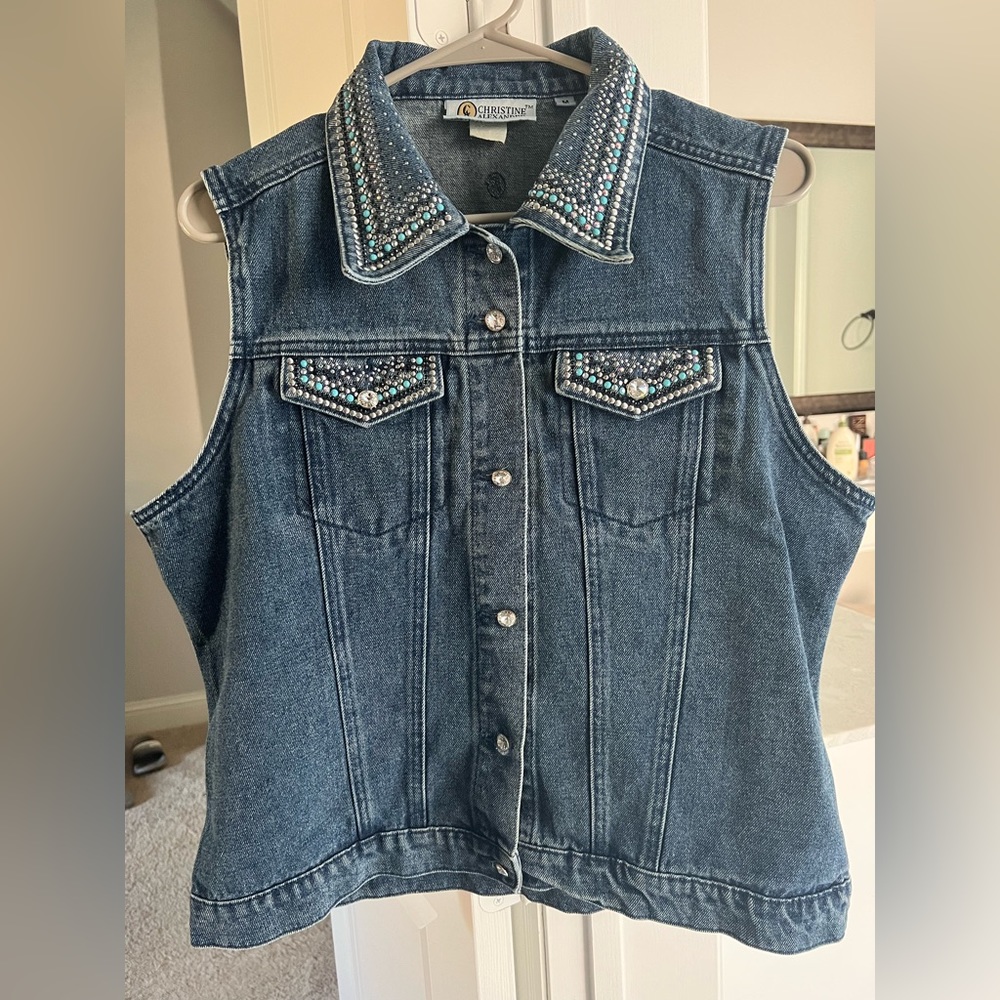 Christine Alexander denim vest with studs size M